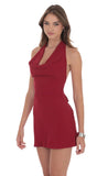 Cowl Neck Halter Dress in Red