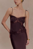 Nina Satin And Lace Camisole Chocolate