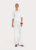 White Crochet Straight Leg Trousers