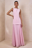 Hadley Light Pink Boat Neck Maxi Dress With Drop Waist