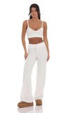 Fuzzy Straight Pants in White
