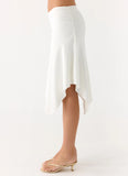 Maxina Asymmetrical Midi Skirt White