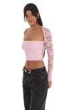 Lace Long Sleeve Top in Pink