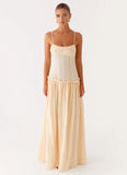Jacinda Drop Waist Maxi Dress Cream