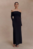Josie Off Shoulder Mesh Maxi Dress Black