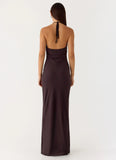Indya Halter Maxi Dress Chocolate