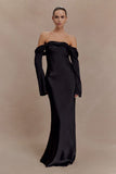 Giselle Off Shoulder Cowl Neck Maxi Dress Black