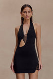 Aubree Crepe And Mesh Mini Dress Black