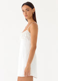 Siren Beaded Sequin Mini Dress White