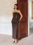 Chocolate Tailored Maxi Skirt