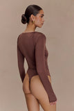 Elsie Shoulder Pad Bodysuit Chocolate
