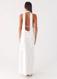 Alicia Satin Halter Maxi Dress White
