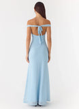 Like Me Now Maxi Dress Blue Mocha Dot
