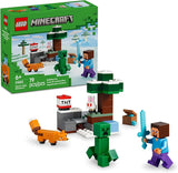 LEGO Minecraft Steves Taiga Adventure Building Toy for Boys Girls Video Game Playset Toy Figures for Kids Ages 6 W 2 Minifigures 2 Pretend Play Animals Gift Idea for Birthdays 21583