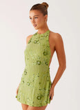 Leo Beaded Mini Dress Green