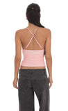 Mesh V Neck Top in Pink
