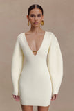 Billy Balloon Sleeve Knit Mini Dress Ivory