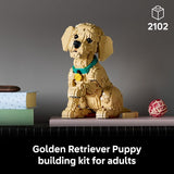 LEGO Icons Golden Retriever Puppy Building Set for Adults Ages 18 Gift for Birthdays Decor for Home Bedroom or Book Shelf Posable Dog Figure 11384