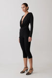 Ren Cowl Long Sleeve Slinky Bodysuit Black