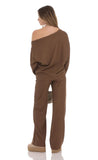 Knit Straight Pants in Brown