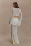 Mania Crochet Maxi Skirt With Hardware Ivory