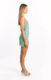 Celene Teal Sequin Strapless Mini Dress