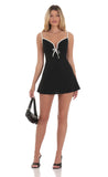 Outline Front Tie Dress in Black