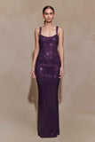 Jasmyn Hot Fix Maxi Dress With Mesh Back Purple