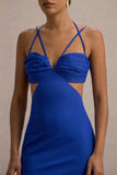 Leandra Blue Strappy Cut Out Maxi Dress