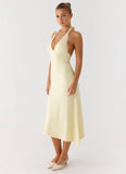 Illuminate Halter Midi Dress Butter Yellow