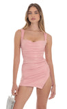 Bodycon Side Slit Dress in Peach