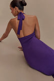 Melodie Halter Knit Maxi Dress Purple