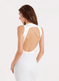 Cream Knitted Open Back Maxi Dress
