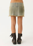 Roman Low Rise Denim Mini Skort Vintage Tan Wash