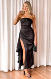 Merlo Black Strapless Formal Maxi Dress