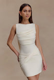 Henley Slinky Drape Mini Dress Ivory