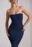 Impress Me Navy Strapless Bandeau Fishtail Maxi Dress