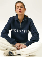 Navy Branded Quarter Zip Sweatshirt