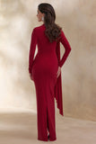 Amaria Red High Neck Maxi Dress With Sash Detail