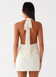 Eleanora Plunge Mini Dress Ivory