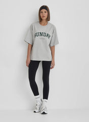 Grey Sunday Distressed Slogan Oversized T Shirt