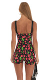 Hook and Eye Romper in Black Cherry Print