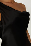 Yvette Slip Maxi Dress With Asymmetrical Hem Black