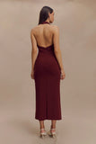 Annita Crepe Halter Midi Dress Merlot