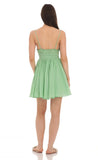 Lace Trim V Neck Dress in Green