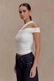 Anna One Shoulder Modal Top White