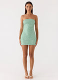 Dangerous Kind Beaded Mini Dress Sage