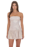 Metallic Embellished Strapless Dress in Rose Gold