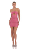 Shimmer Cutout Ruched Dress in Pink