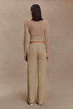 Frannie Gathered Silk Blend Knit Pants Sand